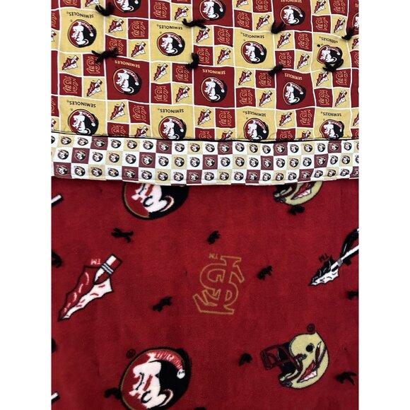 FSU Seminoles Handmade Reversible Fleece Crazy Quilt Wheel Chair Blanket 72x44 - Picture 8 of 16